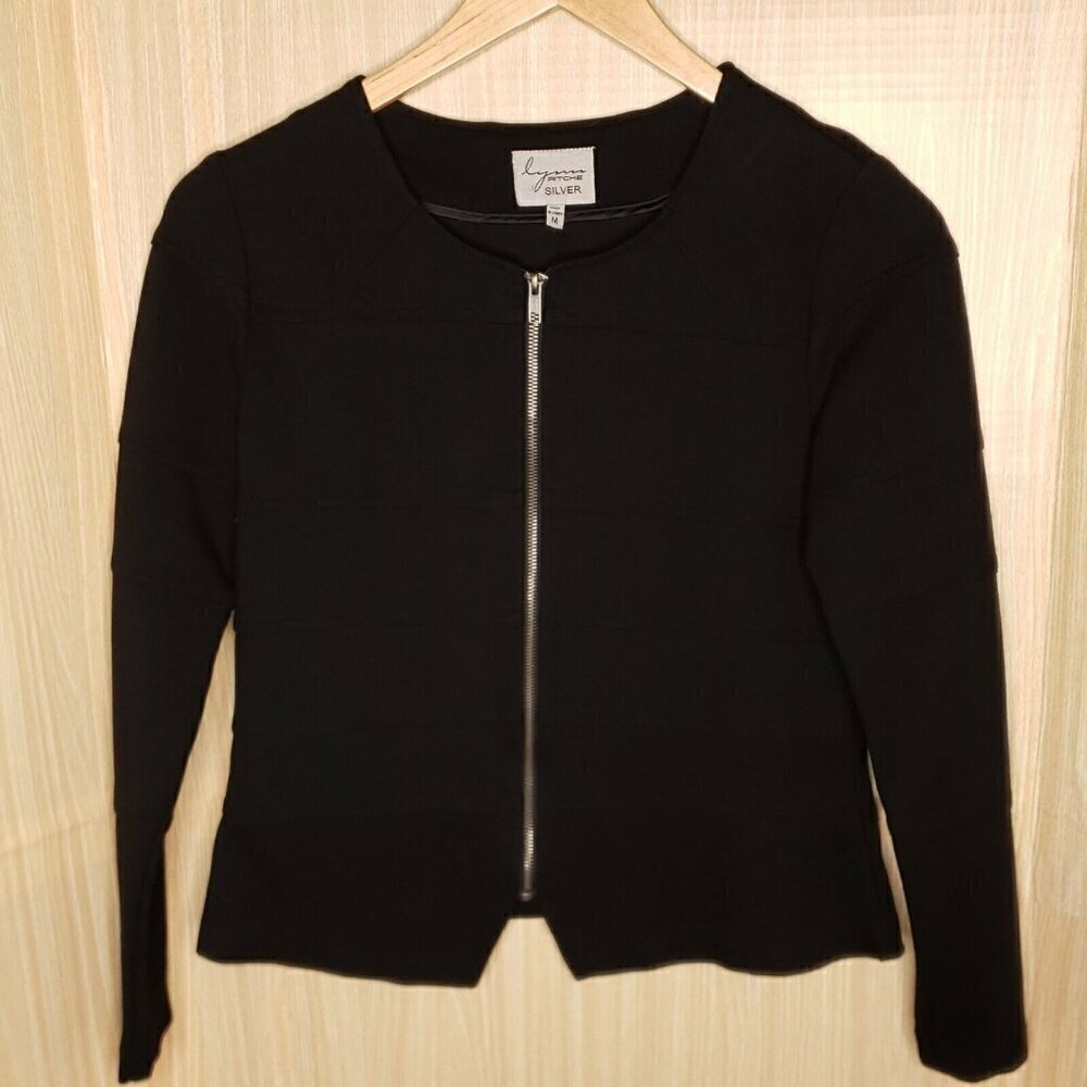 Lynn Ritchie Silver Womens Black Stretch Blazer Medium
